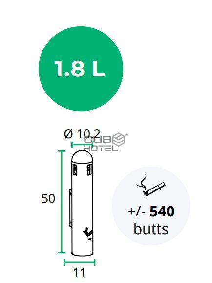 Cenicero de Pared Tubular 1.8L Exterior 
